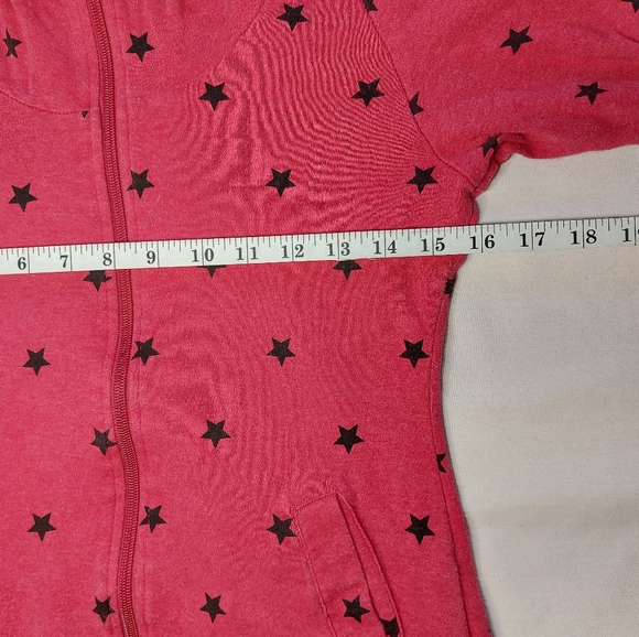 Bench Pink Lightweight Zippered Hoodie with Black Stars, Small - Picture 10 of 12